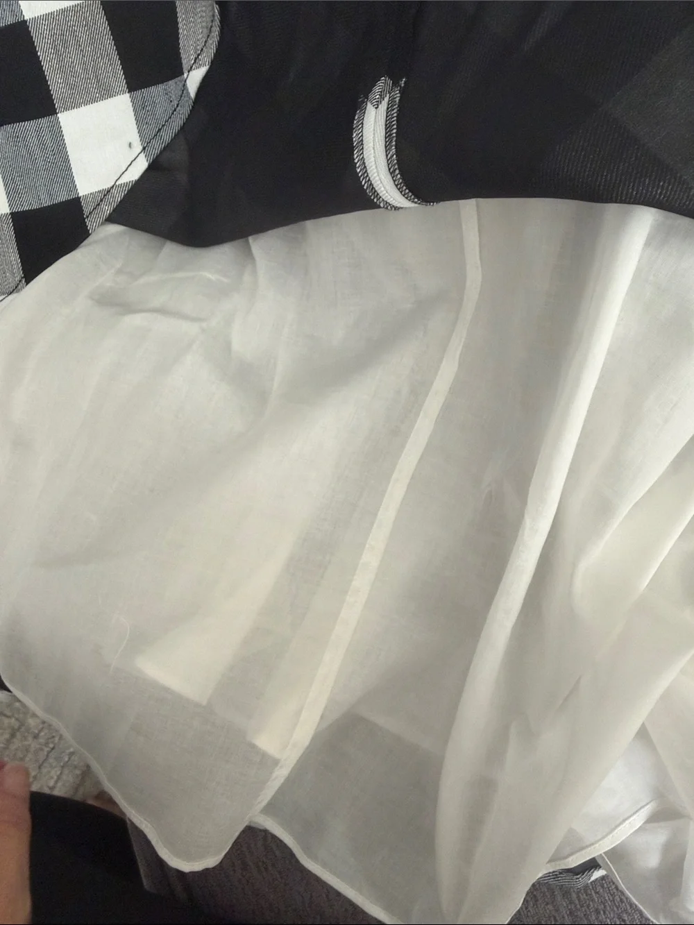 kate spade Black and White Gingham A-Line Skirt with Belt